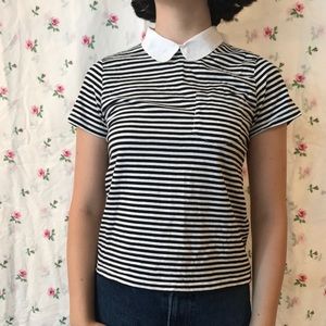 Topshop striped tee with collar